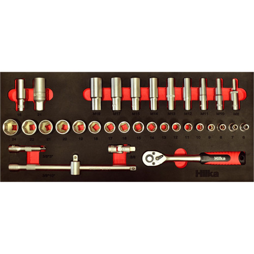 Hilka 34 Piece 3/8" Drive Eva Socket Set, Metric