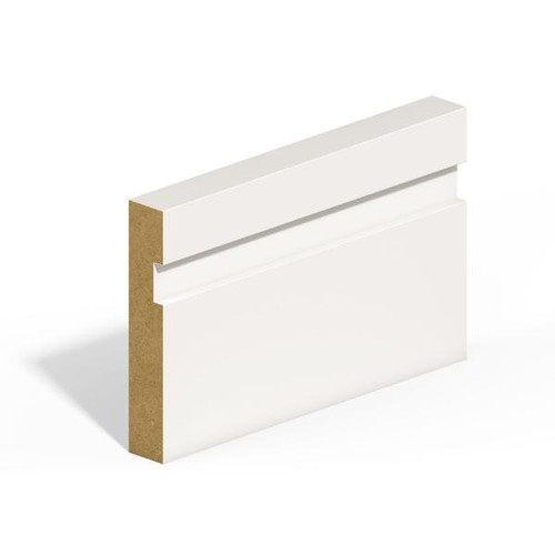 Sam600 18mm X 119mm Mdf Skirting Single Square Groove 5mm Primed 4.2m