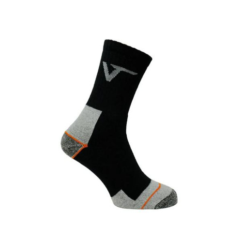 V12 Vital Work Sock Pack, 3 Pairs, Size l (6-8), Black