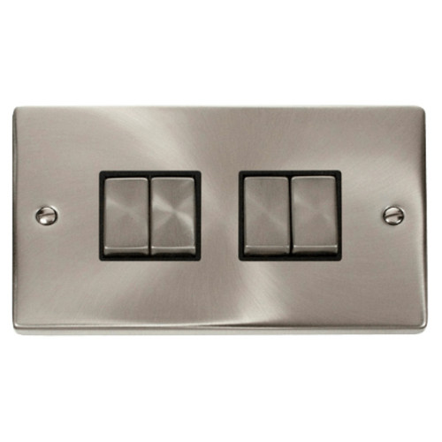 Click Vpsc414bk Plate Switch, 4 Gang, 2 Way, 10a, Sc