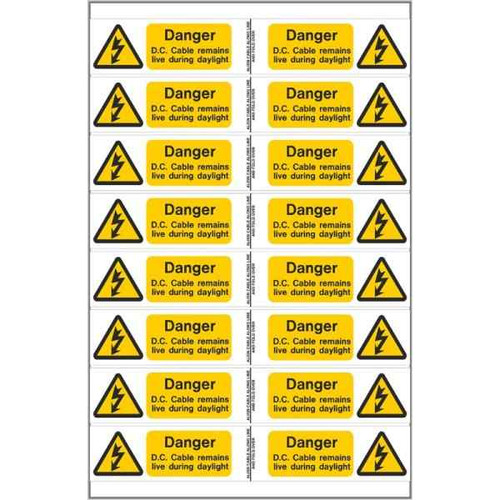 Isigns Overlaminated D.c. Cable Remains Live, 150mm x 25mm