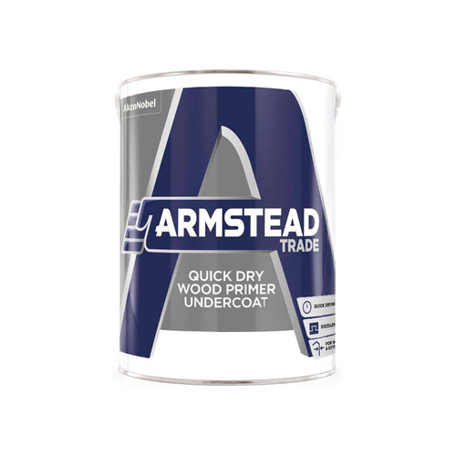 Armstead Trade Primer Undercoat White Matt, Water Based, BS 6150,12sqm/l, 5L