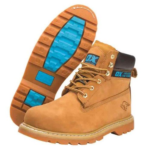 Ox Nubuck Safety Boot, Honey, Size 8