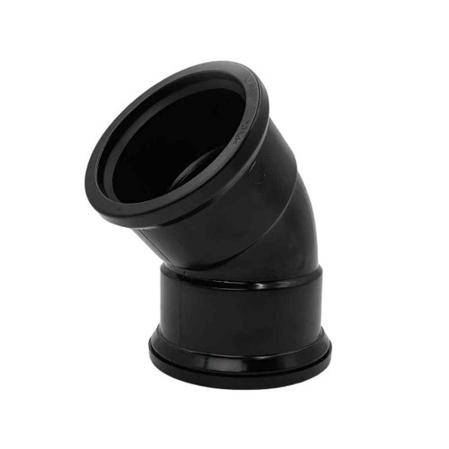 Kayflow 110mm Soil Double Socket Bend, 45 Degree, Black