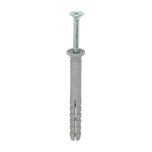 Nylon Hammer Fixing Zinc, 6mm x 50mm, Box of 200