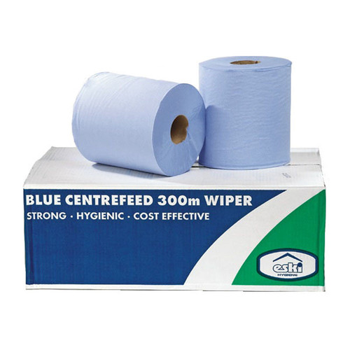 Eski 2-Ply Centre Feed Wipe Blue Roll 150m