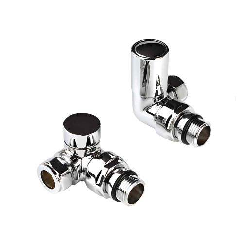 Corner Radiator Valve Pair, Chrome