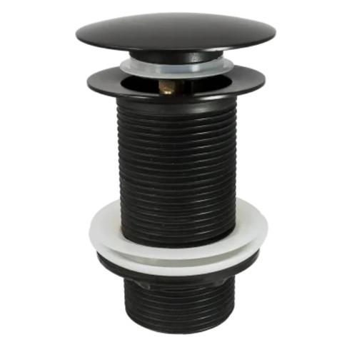 Distinct 1 1/4" Mushroom Spring Plug Unslotted Basin Waste, Matt Black