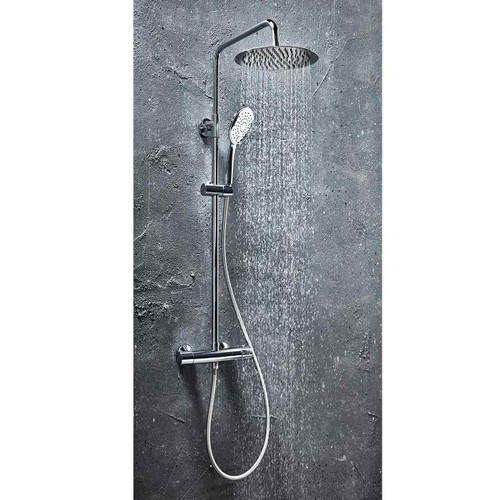 Messi Round Cool Touch Rigid Riser Shower, Chrome