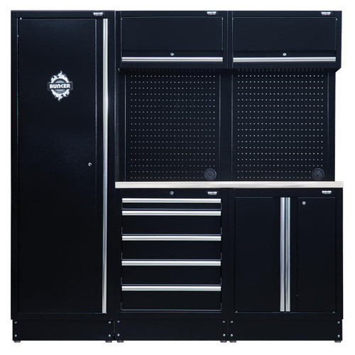 Bunker 11 Piece Modular Storage Combo With Stainless Steel Worktop, 1960mm