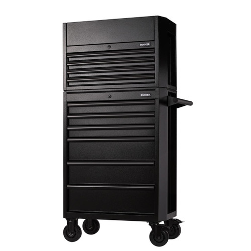 Bunker 10 Drawer Combined Roller Cabinet And Tool Chest, 26 Inch, Black