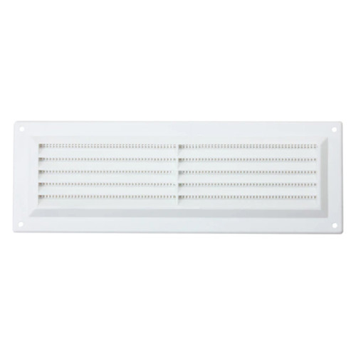 Louvred Vent, with Fixed Flyscreen, Plastic, 9 x 3 inch, White