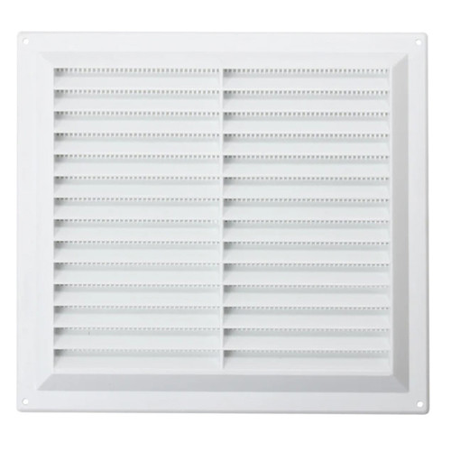Louvred Vent, with Fixed Flyscreen, 9" x 9", White