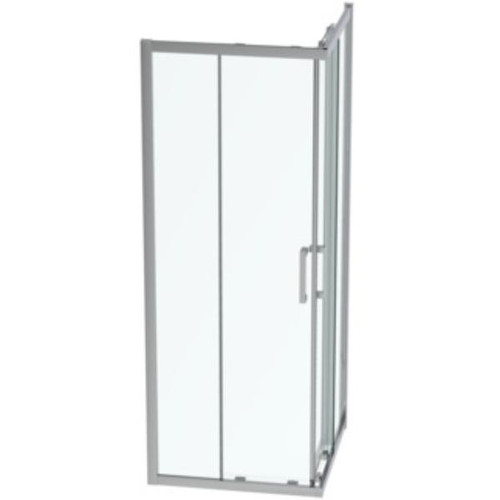 I/S Connect 2 800mm Corner Entry Enclosure with Clear Glass, Bright Silver