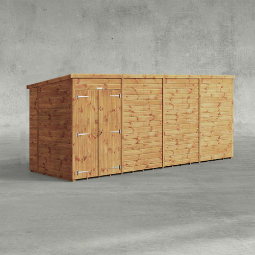 Powersheds Pent, No Windows, Double Doors, 16x5