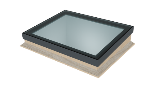 Keylite EM.Glaze Resi Fixed Glazed Frame with Timber Sloping Kerb, 500mm x 1100mm