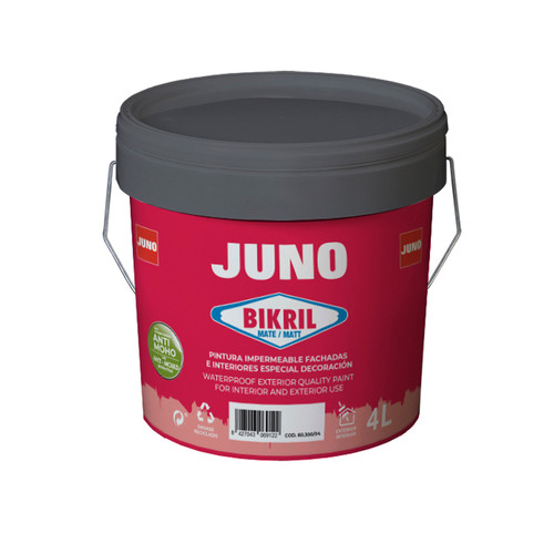 Juno Bikril Matt Masonry Paint, 4l, White