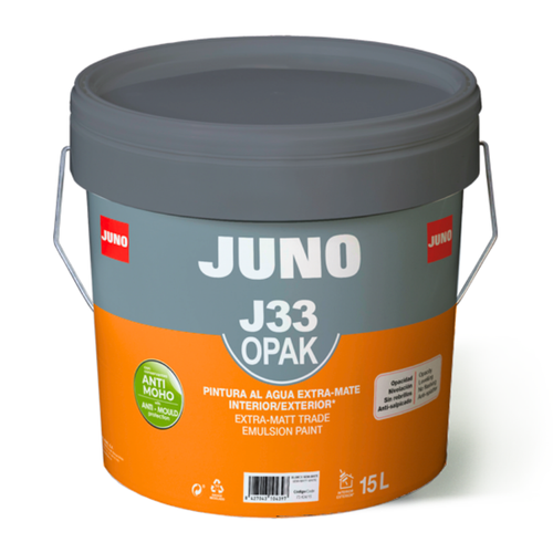 Juno J33 Wall and Ceiling Paint, Extra Matt, 15l, White