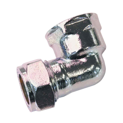 Compression Female Iron Elbow, 22mm x 1 Inch, Chrome Plated