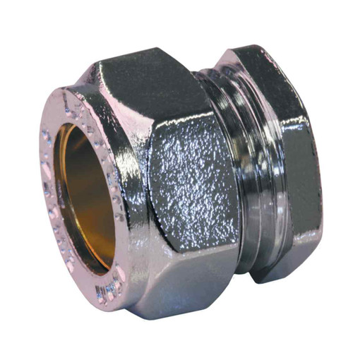 Compression End Cap, 15mm, Chrome Plated