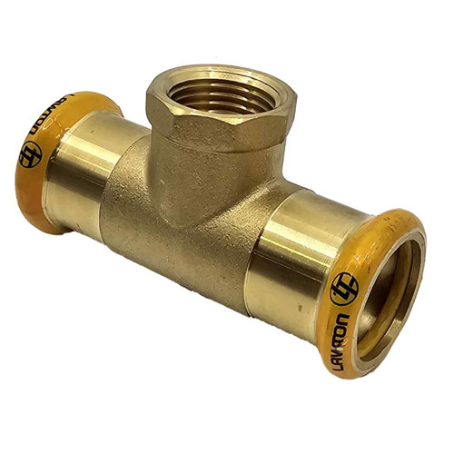 Brass Press Gas Female Tee, 15mm x 15mm x 1/2"