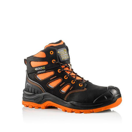 Buckbootz Buckzviz Safety Lace Boot, Black/Orange, Size 7