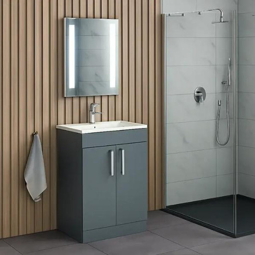Metro 600 Standard 2 Door Basin Cabinet, Dust Grey