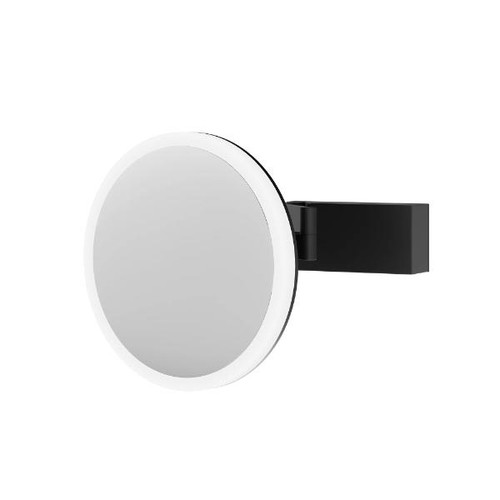 HIB Cirque Illuminated Magnifying Bathroom Mirror, Black