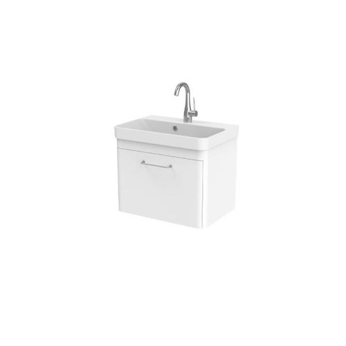 Saneux Hyde 55cm 1 Drawer Wall Mounted Unit, Matte White