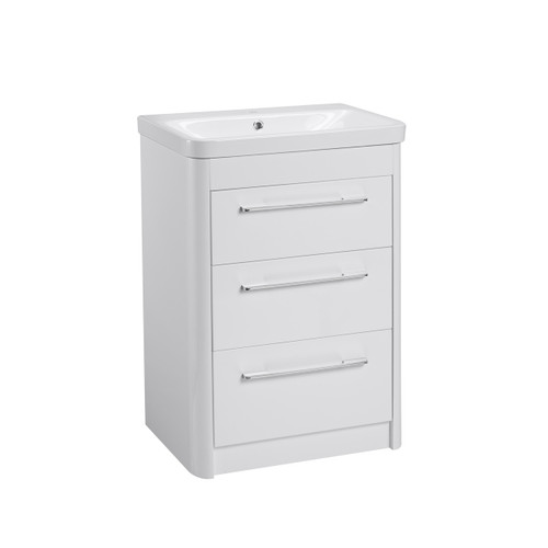 Coral 600mm F/M 3 Drawer Basin Unit, White