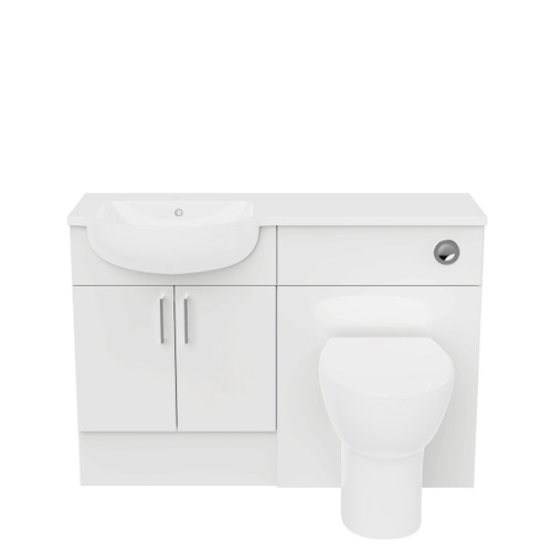 Dist Slab Door 1200mm STD Unit Run LH Basin, Gloss White
