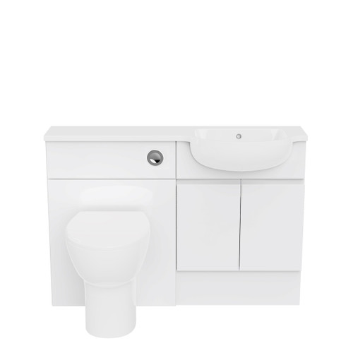 Dist JPull Door 1200mm Slim Unit Run RH Basin Glss, White