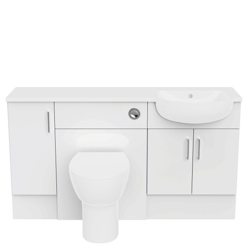 Dist Slab Door 1500mm STD Unit Run RH Basin, Gloss White