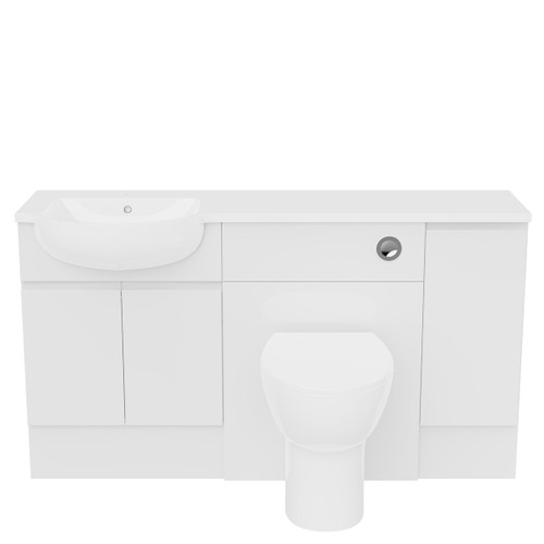 Dist JPull Door 1500mm STD Unit Run LH Basin, Gloss White