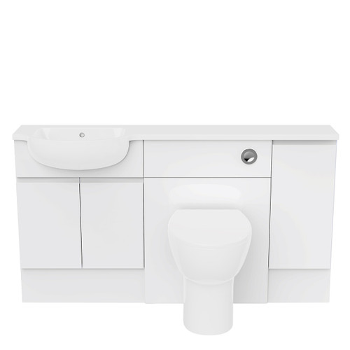 Dist JPull Door 1500mm Slim Unit Run LH Basin Glss, White