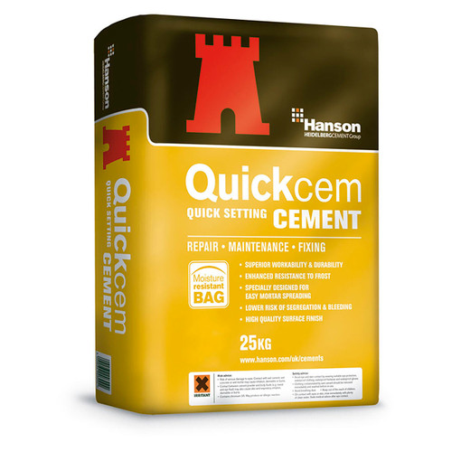 Hanson Quickcem Quick Setting Cement, Grey, 25kg
