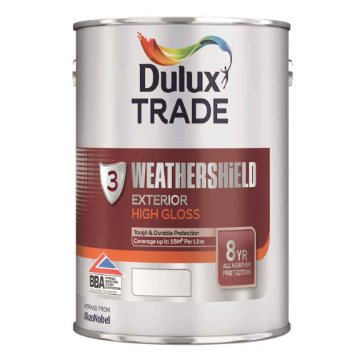 Dulux Weathershield Exterior High Gloss 2.5L Black, Solvent Based, 18 sq m/l