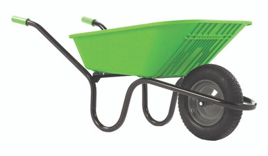 Further photograph of Haemmerlin 5000 GO Wheelbarrow Lime Green Pneumatic Tyre 90L