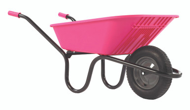 Further photograph of Haemmerlin 5000 GO Wheelbarrow Pink Pneumatic Tyre 90L