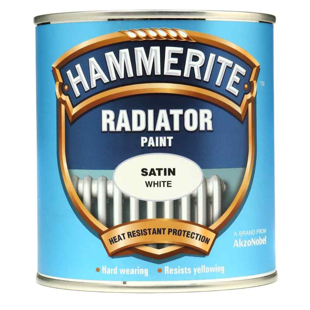 Photograph of Hammerite Quick Dry Radiator Paint Satin White 500ml