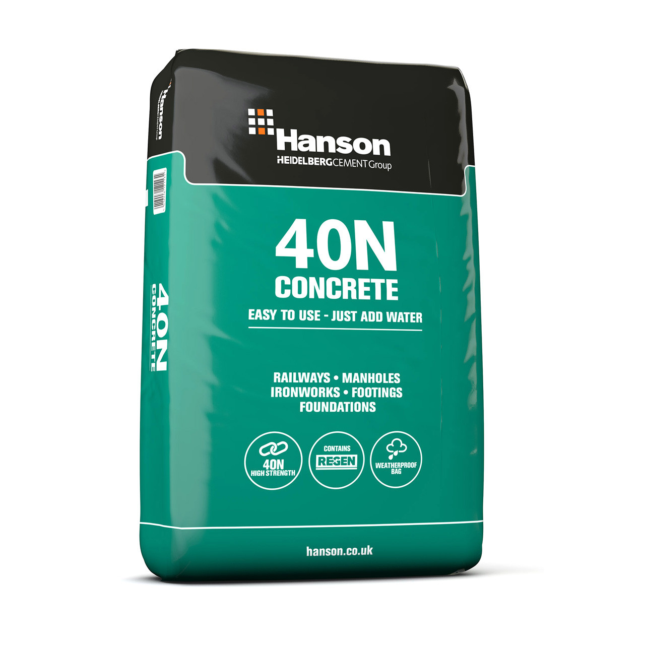 Photograph of Hanson 40N High Strength Concrete, Grey, 25kg