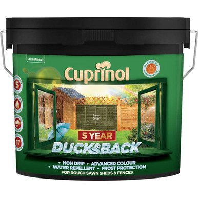 Cuprinol Duckback Stain Forest Green Matt 9L, 5-Year Warranty, 9.623kg