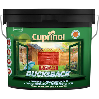 Cuprinol Duckback Stain Rich Cedar Matt 9L, 5-Year Warranty, 9.65kg product image