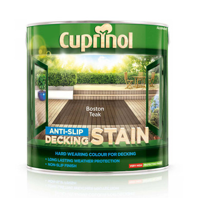 Cuprinol Anti-Slip Decking Stain Paint, Boston Teak, Matt Finish, Water Based, 2.5L