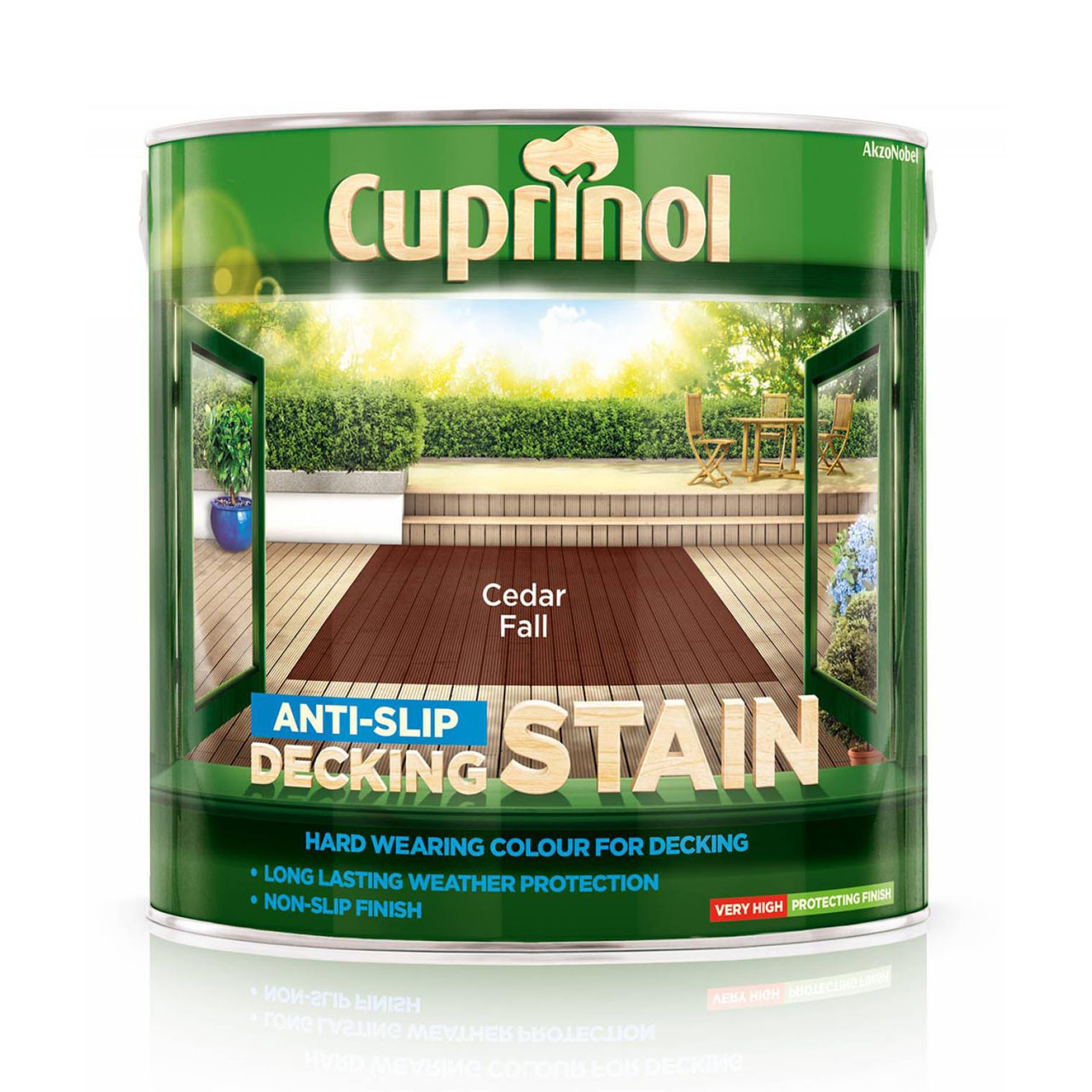 Photograph of Cuprinol Anti-Slip Decking Stain Paint, Cedar Fall, Matt Finish, 2.5L