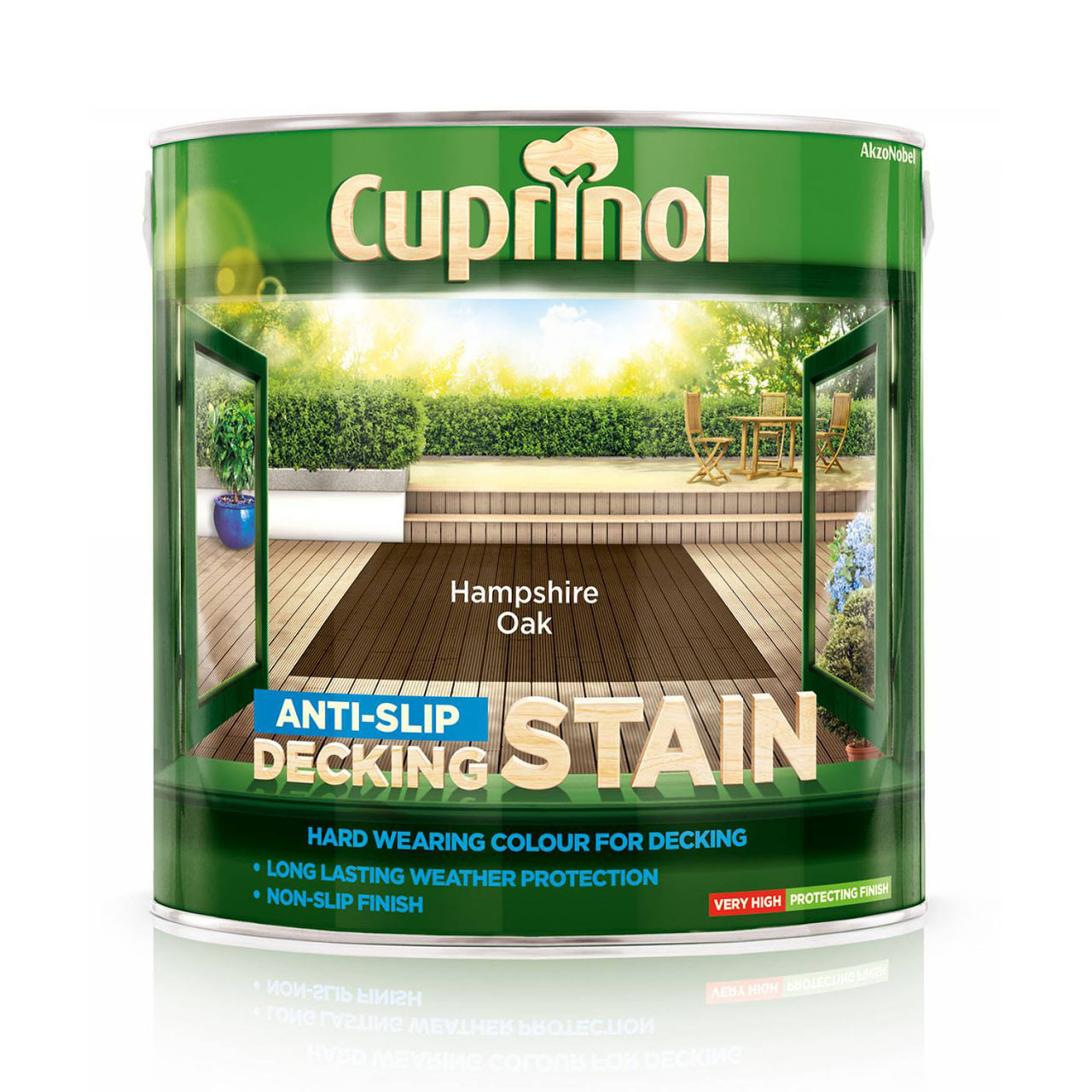 Photograph of Cuprinol Anti-Slip Decking Stain Paint, Hampshire Oak, Matt Finish, 2.5L