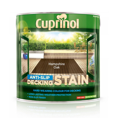 Cuprinol Anti-Slip Decking Stain Paint, Hampshire Oak, Matt Finish, 2.5L