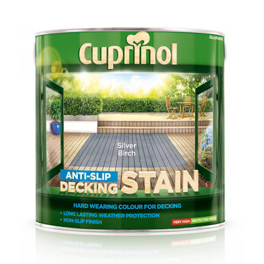 Further photograph of Cuprinol Anti-Slip Decking Stain Paint, Silver Birch, Matt Finish, 2.5L