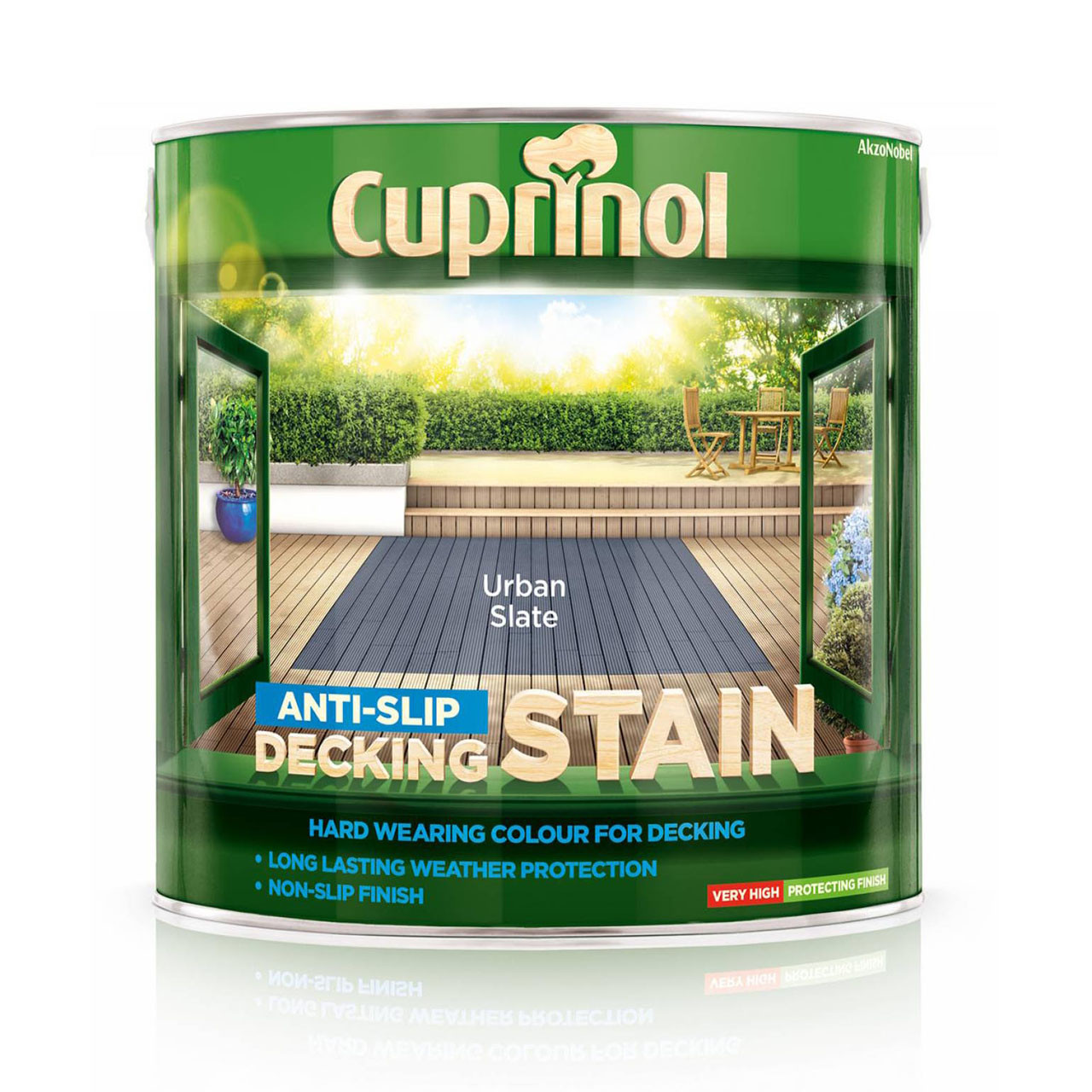 Photograph of Cuprinol Anti-Slip Decking Stain Paint, Urban Slate, Matt Finish, 2.5L