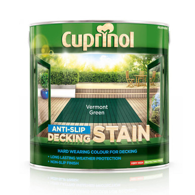 Cuprinol Anti-Slip Decking Stain Paint, Vermont Green, Matt Finish, 2.5L